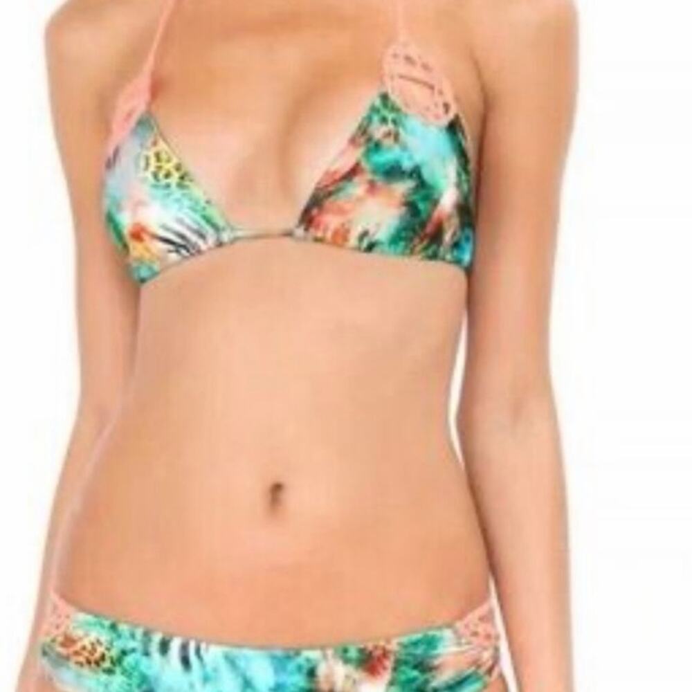Luli Fama Miami nice sexy back crochet skimpy bottom top Sz S bottom Sz L